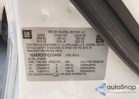 2012 Buick Enclave Leather z USA, uszkodzony, nr VIN 5GAKRCED1CJ154454